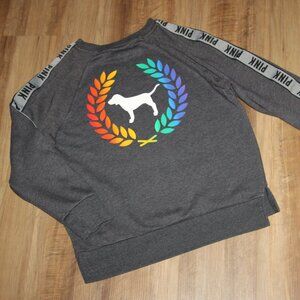 PINK Victoria's Secret Size XS Gray Rainbow Dog Fleece Sweatshirt